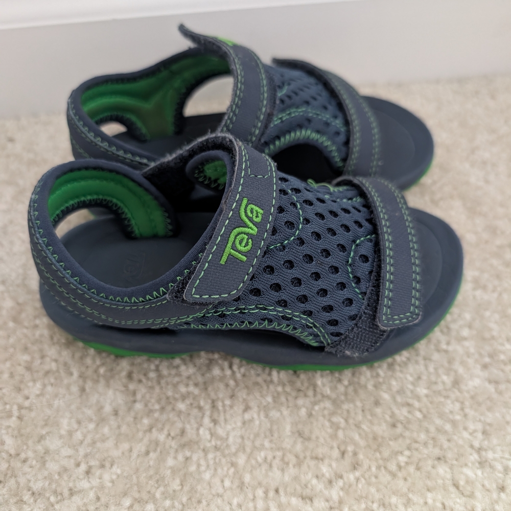 Teva Blue and Green Sandals with Velcro Closure